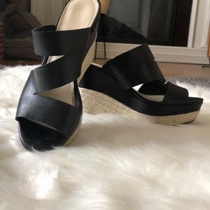Black Espadrille wedge slip on